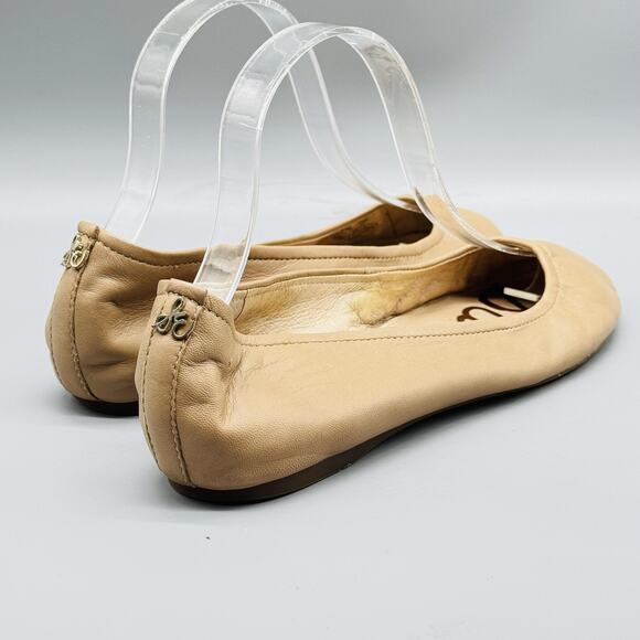 Sam Edelman Shoes Womens 6.5 Beige Leather Ballet Flats Comfort Classic Slip On - Picture 8 of 12